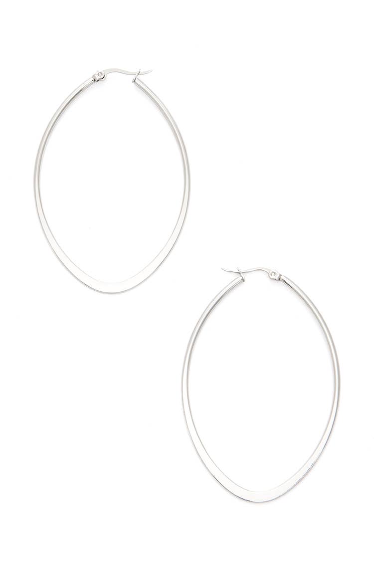 Almond Shape Stainless Steel Large Hoop Earrings