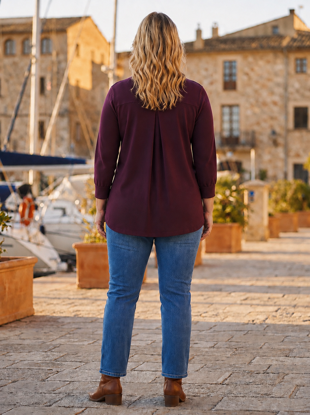 PLUS SIZE 3/4 Length Sleeve Button Down Blouse