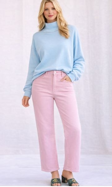 French Terry Mock Neck Pullover Tunic