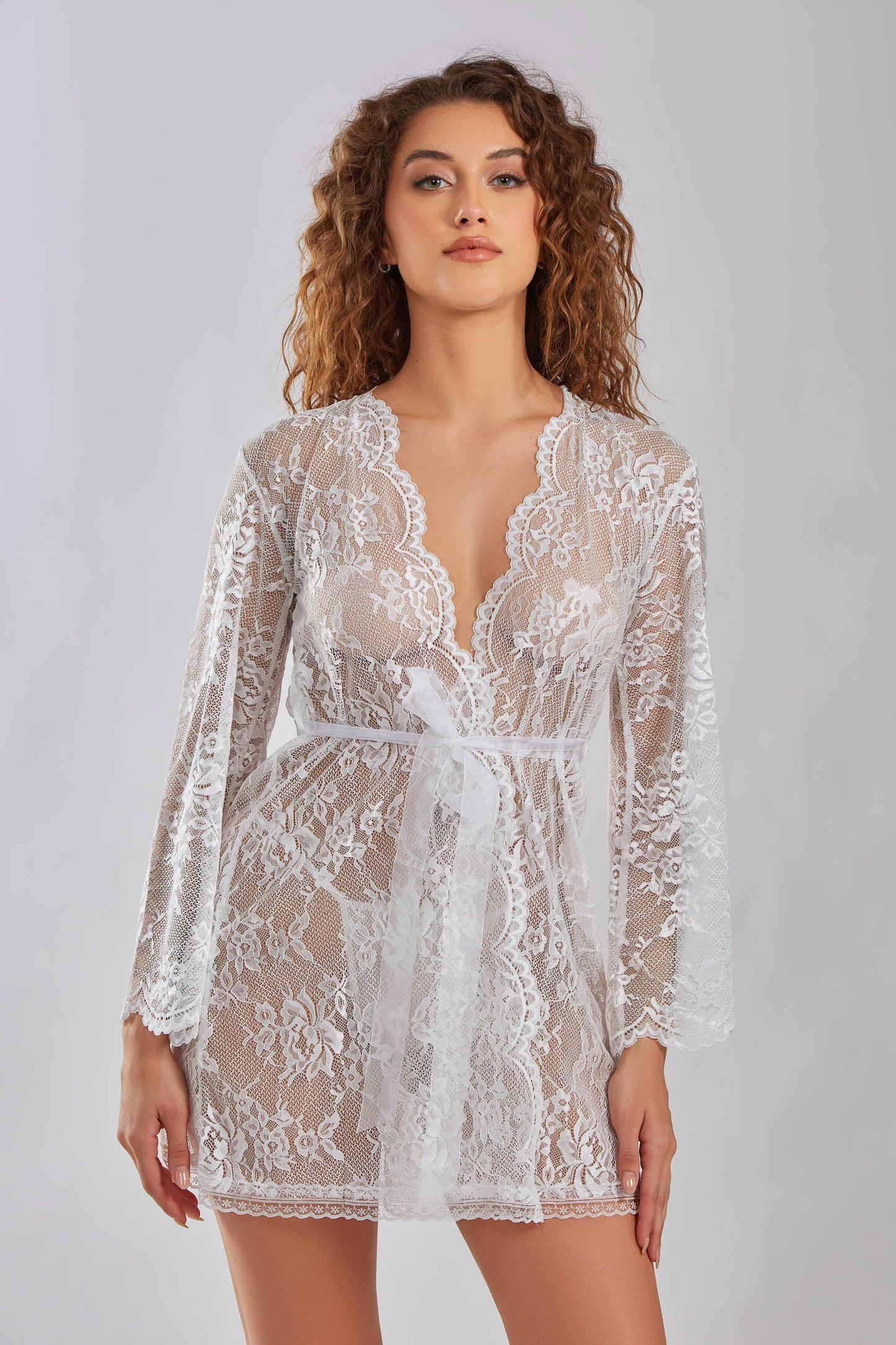 Willow Plus Size Soft Lace Floral Robe