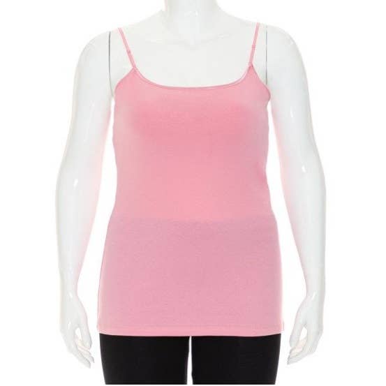 PLUS SIZE BUILT IN BRA SCOOP NECK BASIC CAMI TANK TOP