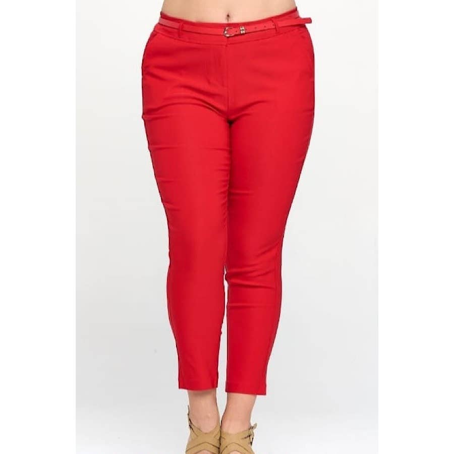 PLUS SIZE BELTED MILLENIUM TROUSERS