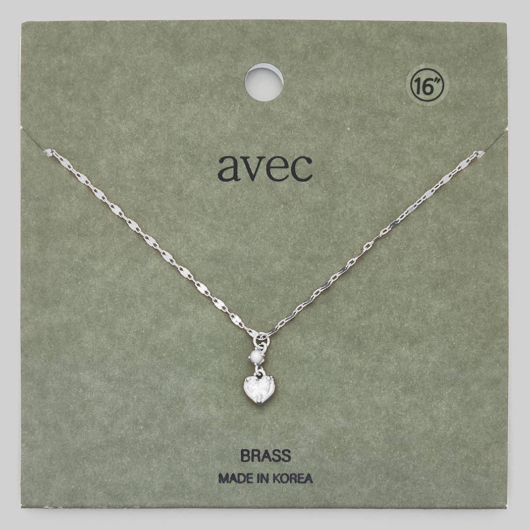 ORGANIC HEART CZ AC PENDANT NECKLACE
