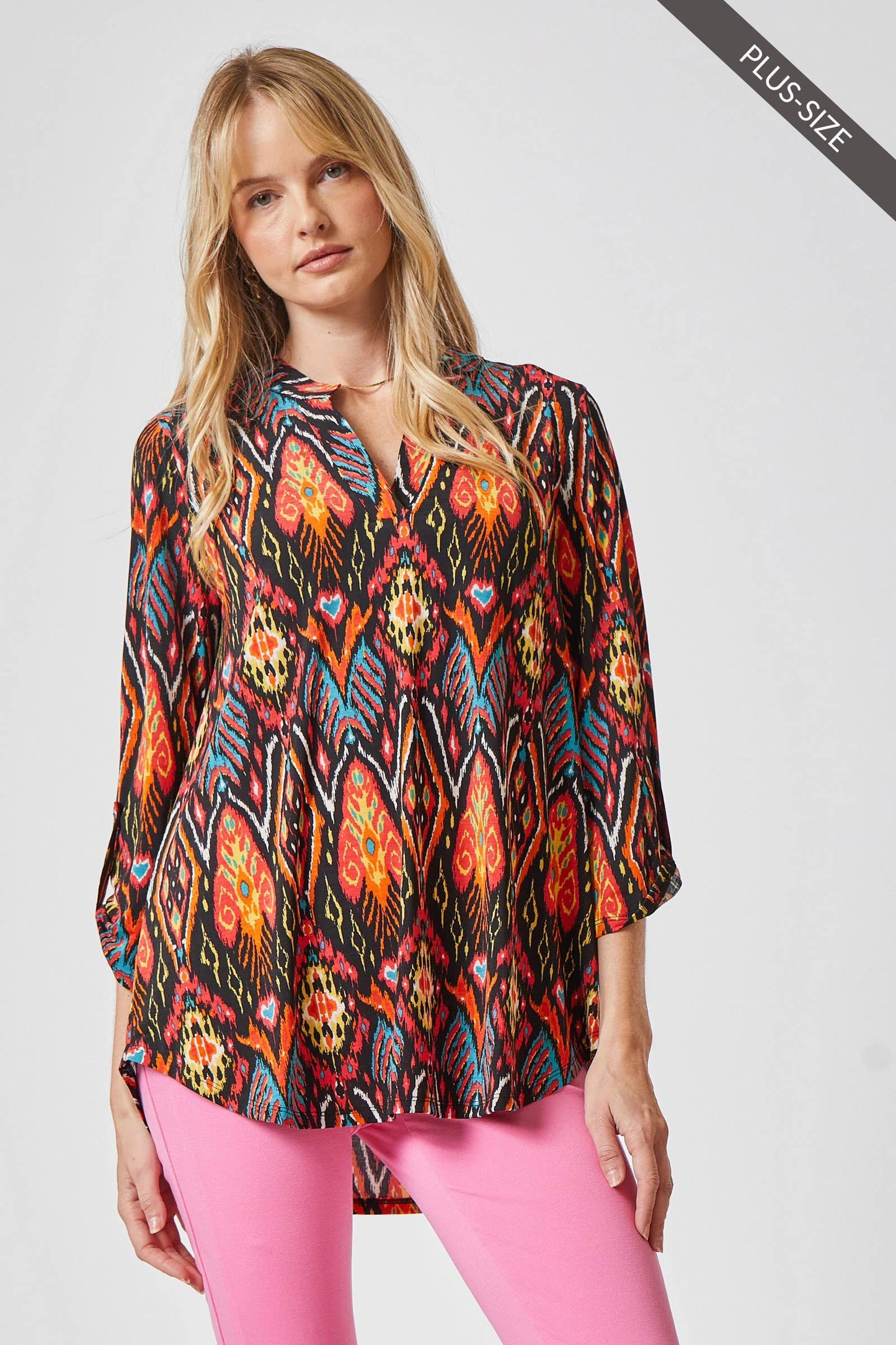 PLUS SIZE 3/4 Sleeve LIZZY MEDALLION Wrinkle Free Blouse