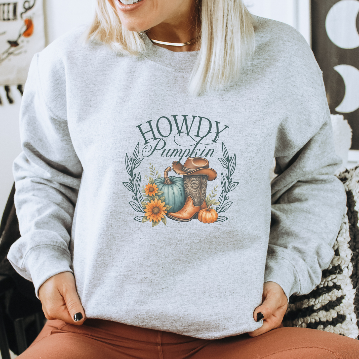 Howdy Pumpkin Fall Women's Crewneck Sweatshirt
