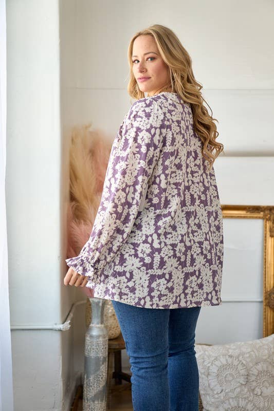 Floral Tie Neck Blouse -PIT8282