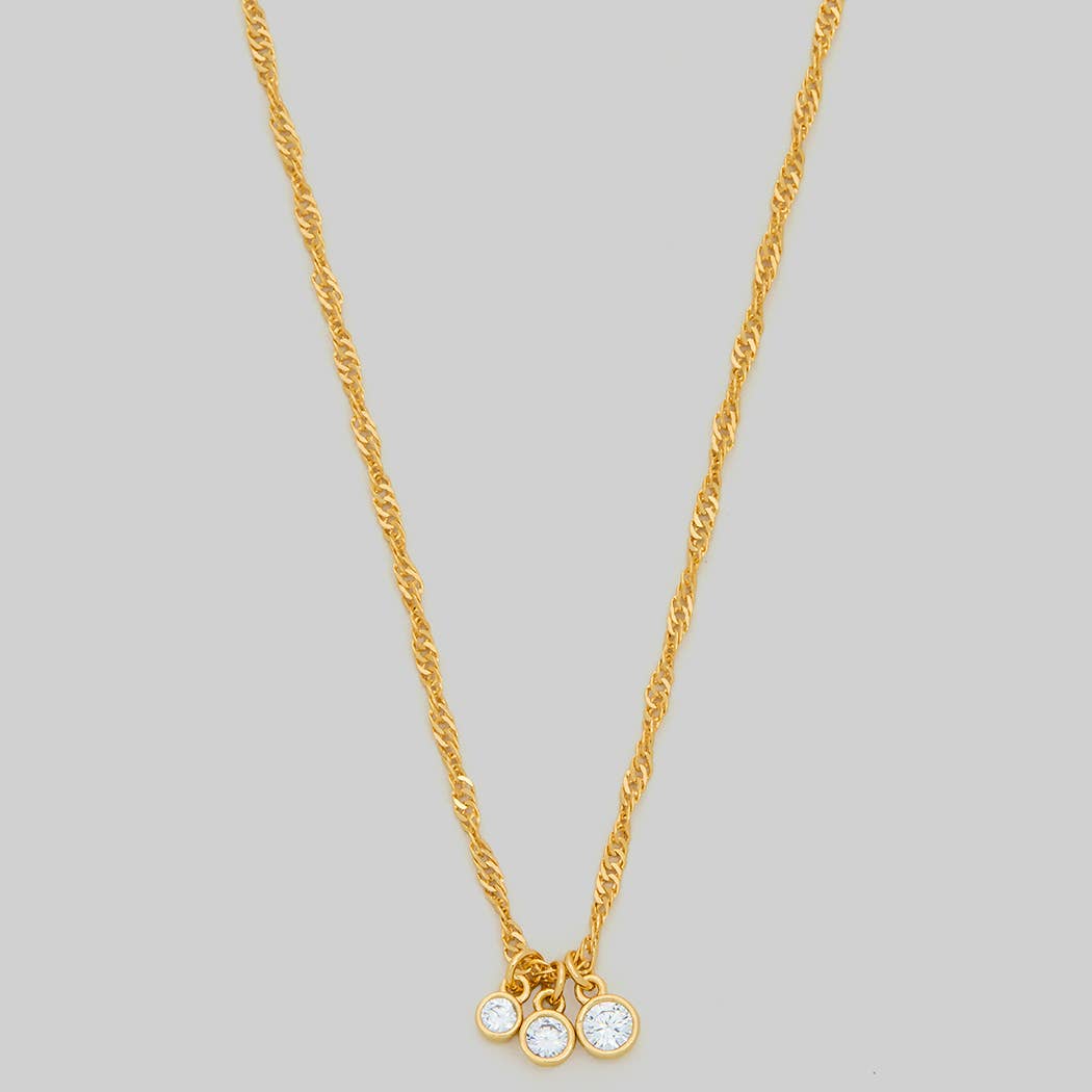 TRIPLE CZ CHARM TWISTED CHAIN NECKLACE