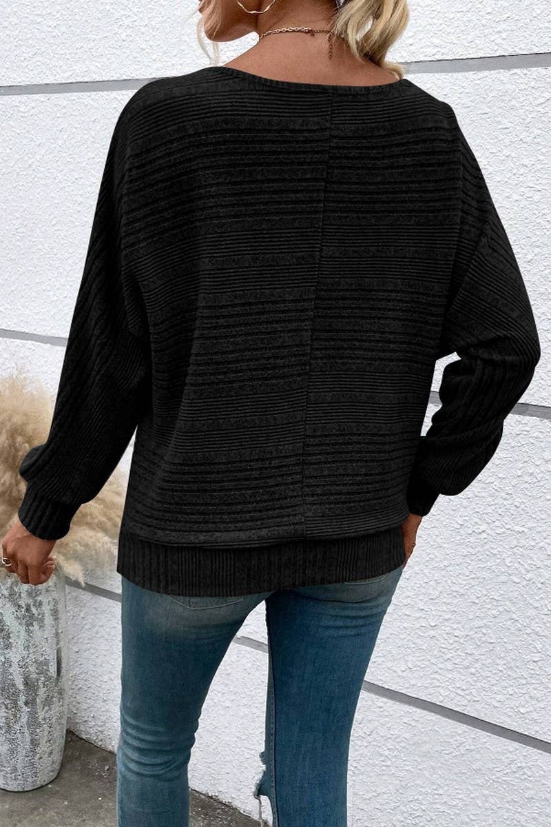 CWTBLL4012_RIBBED CREW NECK BATWING SLEEVE TOP