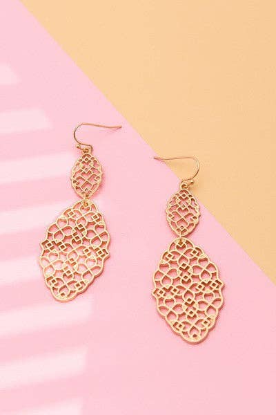 MATTE FILIGREE DOUBLE DROP EARRINGS | 31SE22000