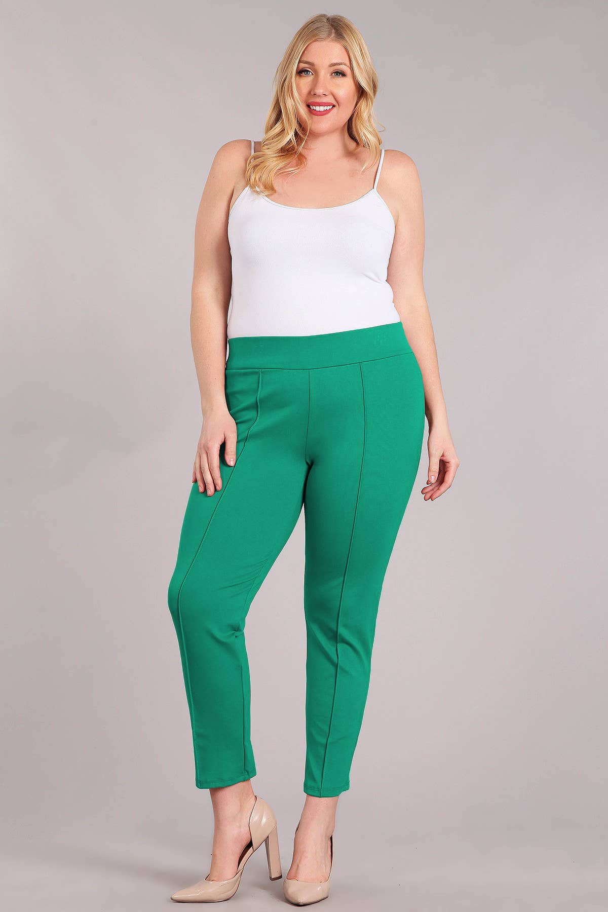 Plus Size High Waisted Pin-Tuck Skinny Pants - WG16213-2P