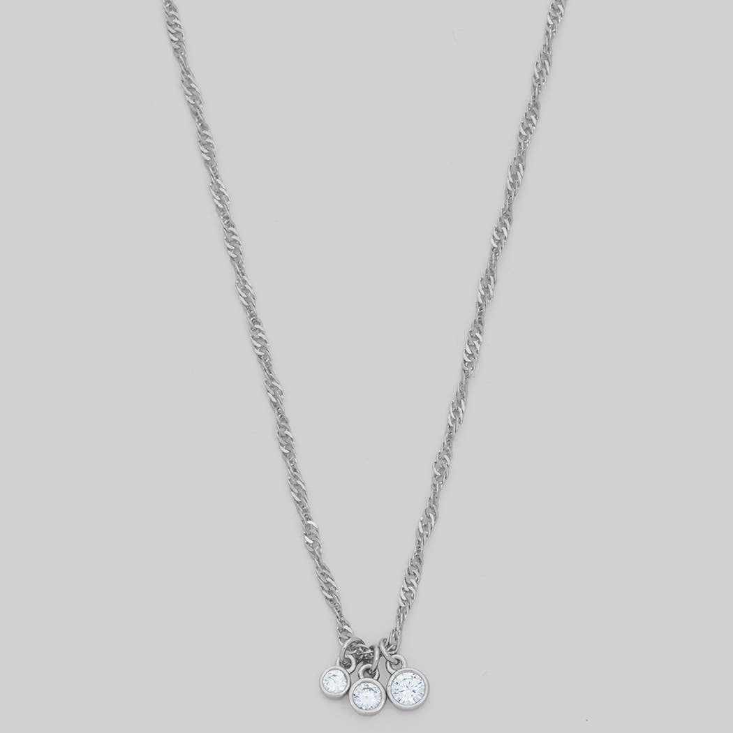 TRIPLE CZ CHARM TWISTED CHAIN NECKLACE