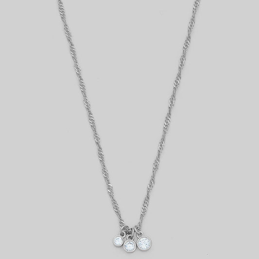 TRIPLE CZ CHARM TWISTED CHAIN NECKLACE