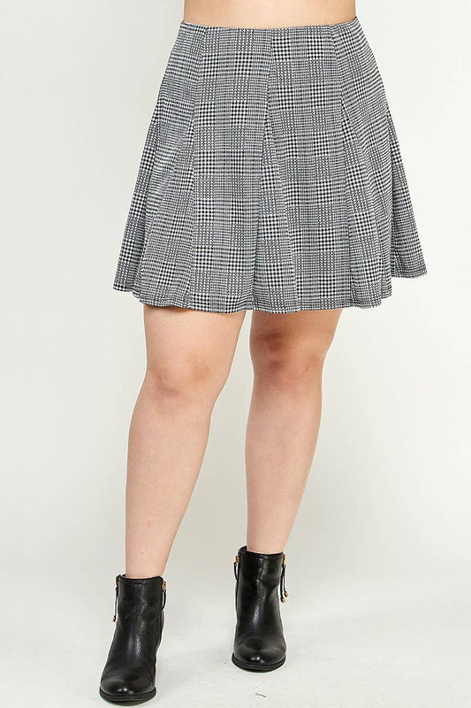 Plus Size Plaid Knit Aline Skirt KY18157-SK