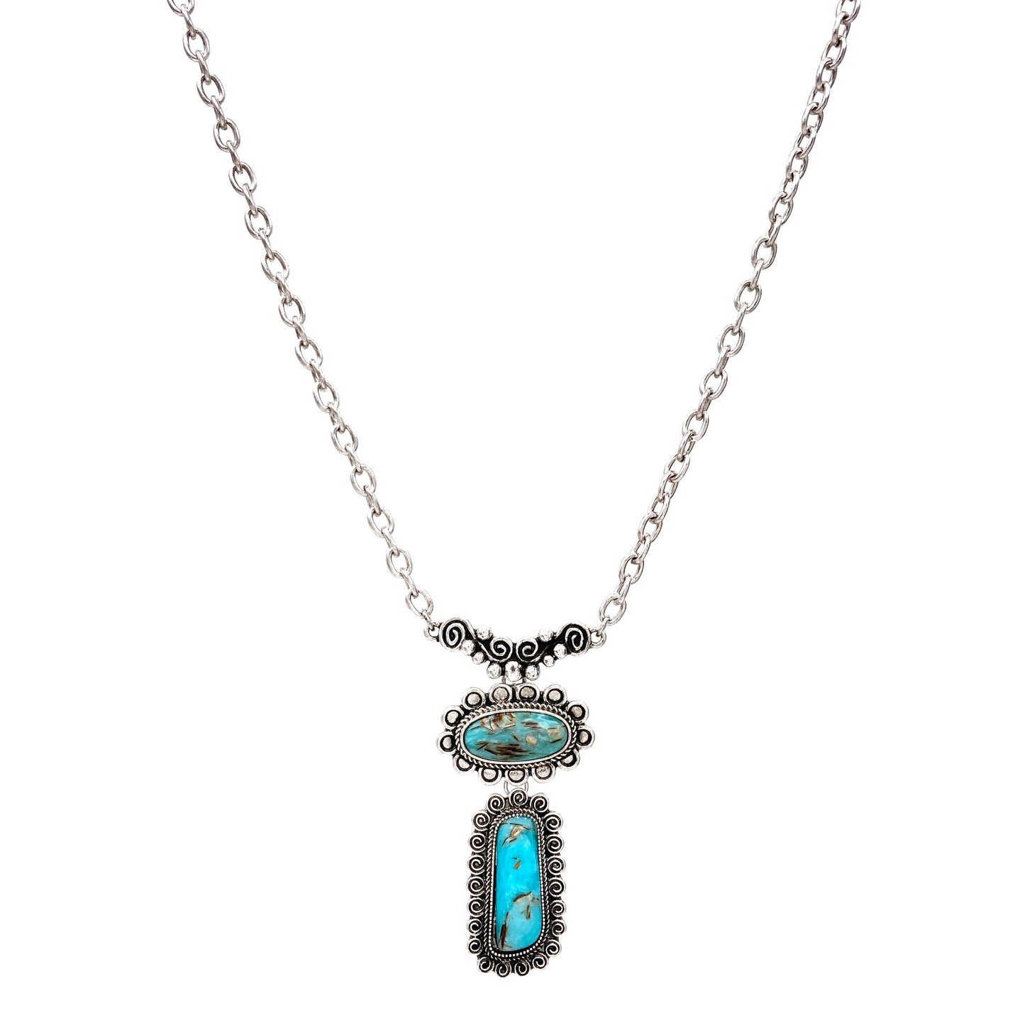 Cabochon Turquoise Stone Chain Necklace