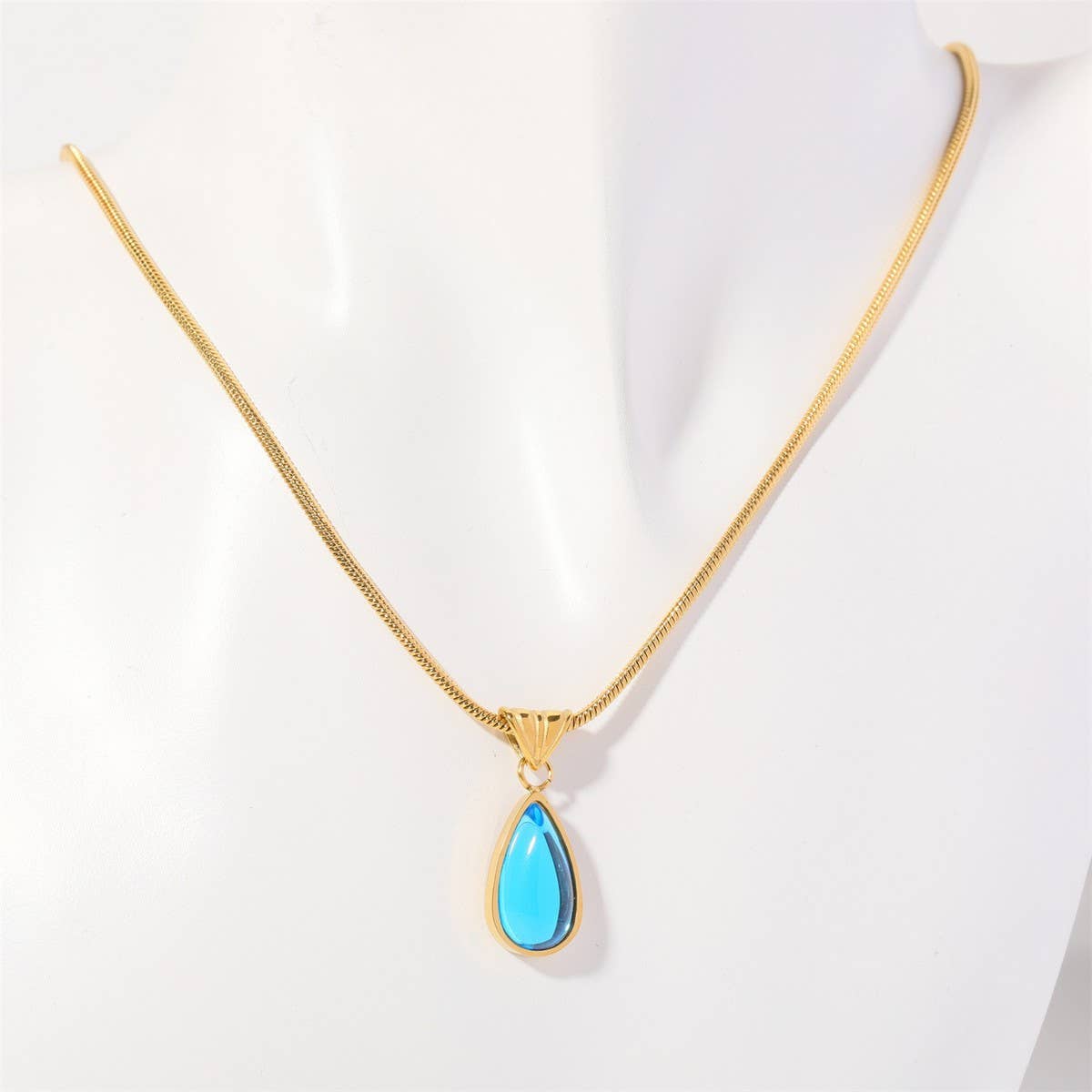 Fashionable water drop blue ocean necklace_CWMM5582