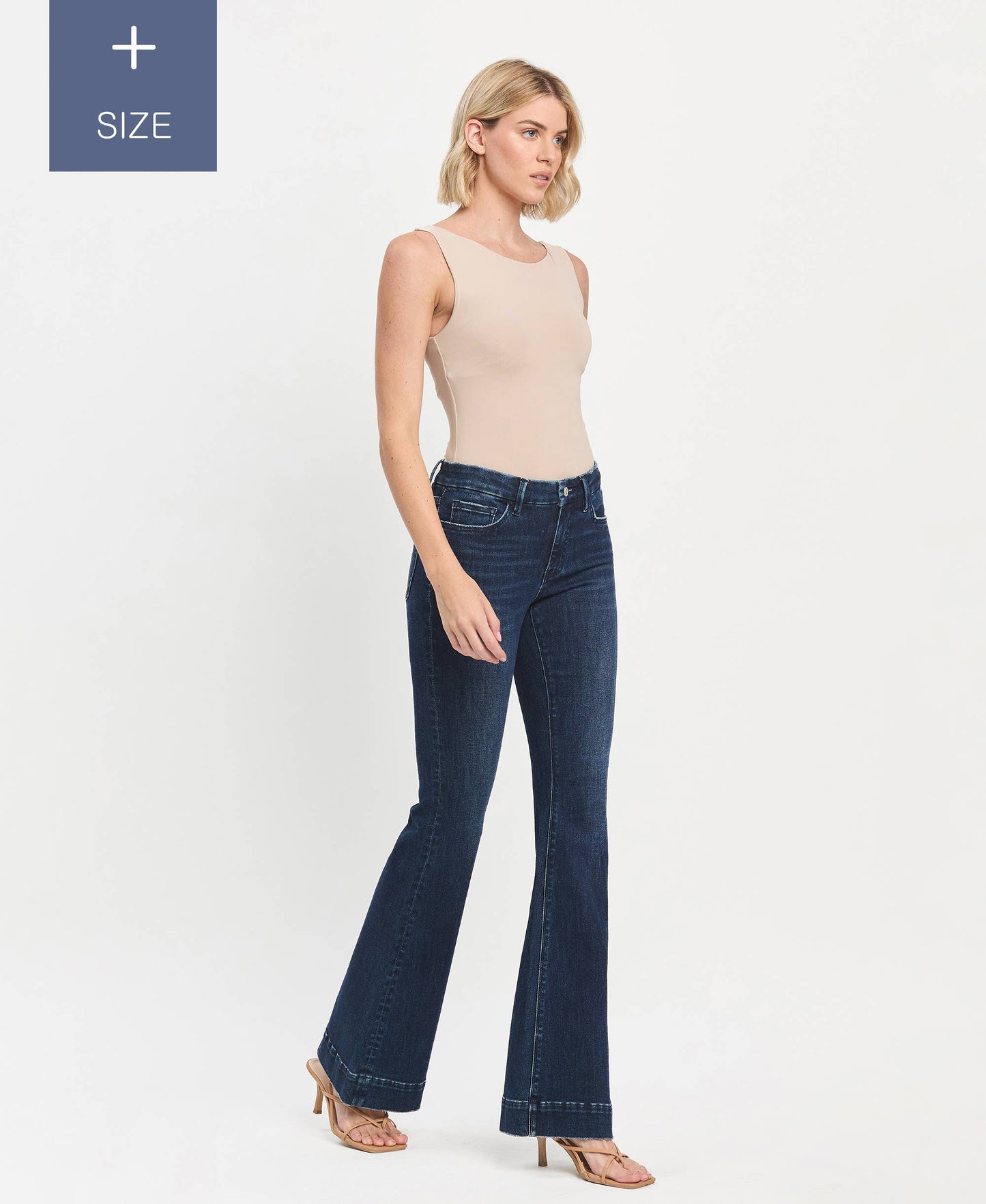 PLUS SIZE TUMMY CONTROL MID RISE FULL LENGTH FLARE LV1482-P