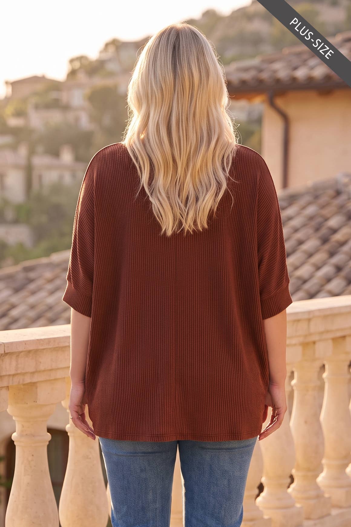 PLUS SIZE Oversized Curly Rib Top