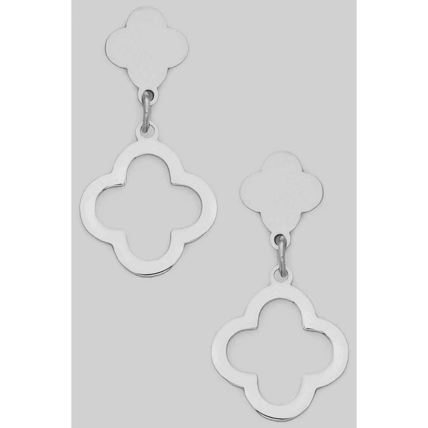 STAINLESS STEEL SHAMROCK DANGLE EARRINGS
