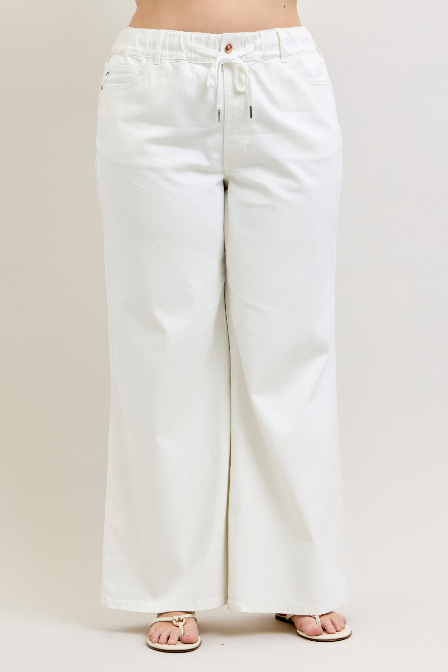 Judy Blue High Waisted Featherweight Palazzo Rose Gold Trim/Elastic WB
