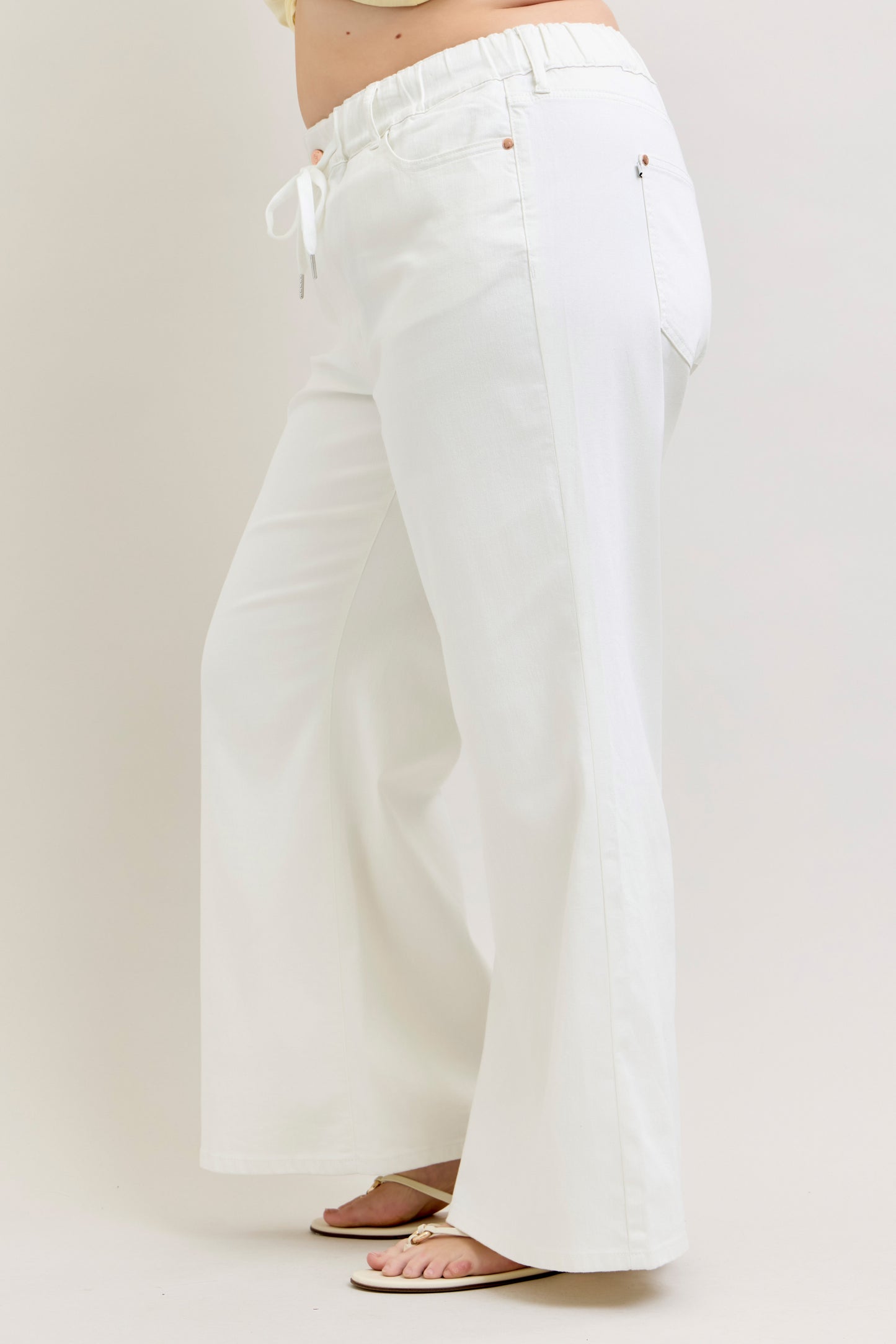 Judy Blue High Waisted Featherweight Palazzo Rose Gold Trim/Elastic WB