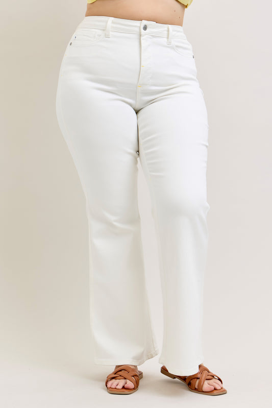 Judy Blue White High Waisted Tummy Control Flare
