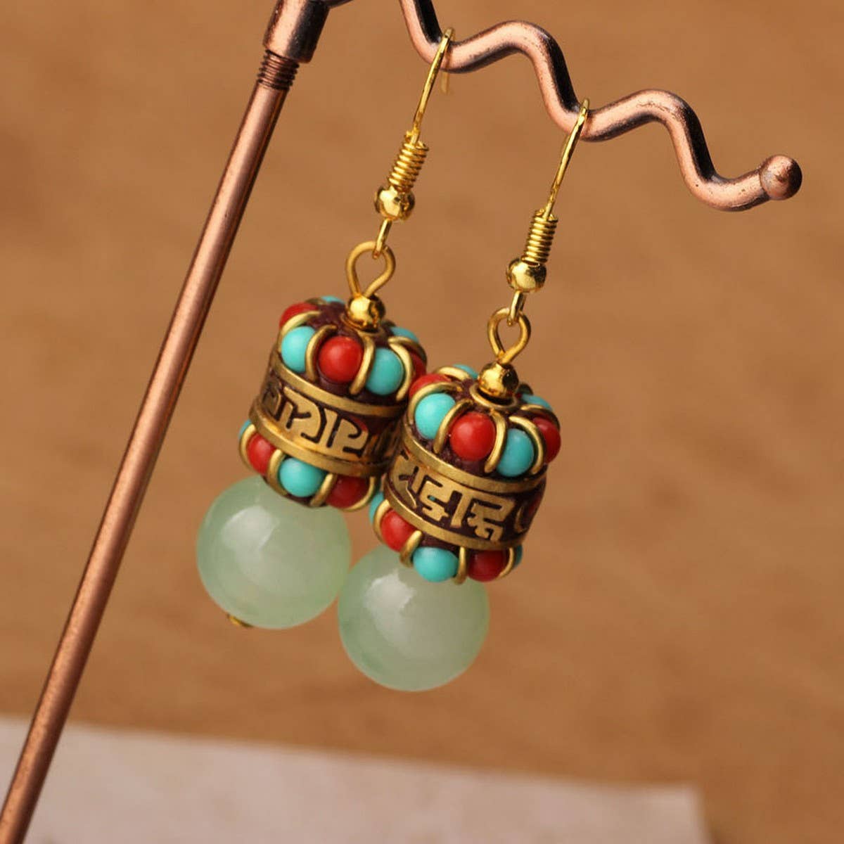 HIGH-GRADE NATURAL STONE WOVEN COLORFUL EARRINGS_CWAJE3983