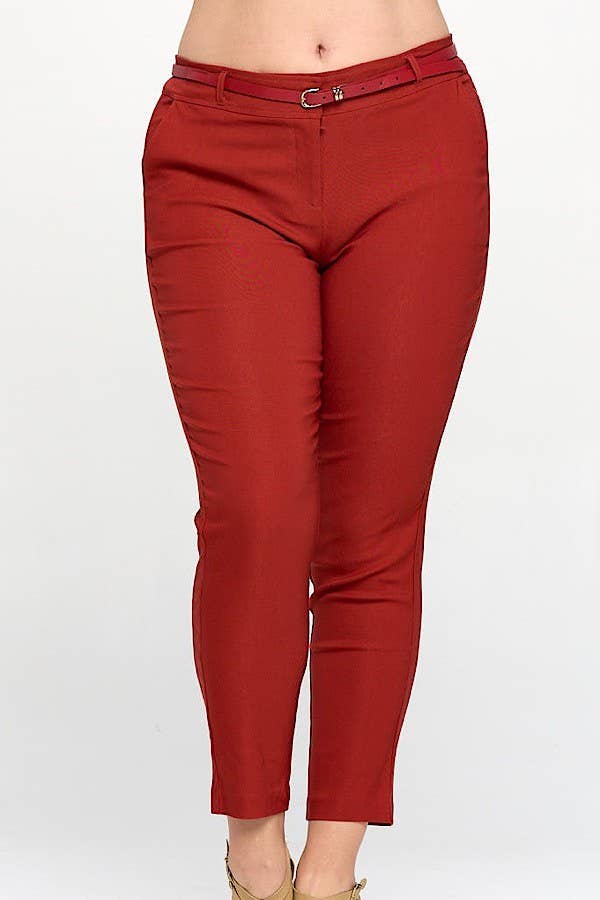 PLUS SIZE BELTED MILLENIUM TROUSERS