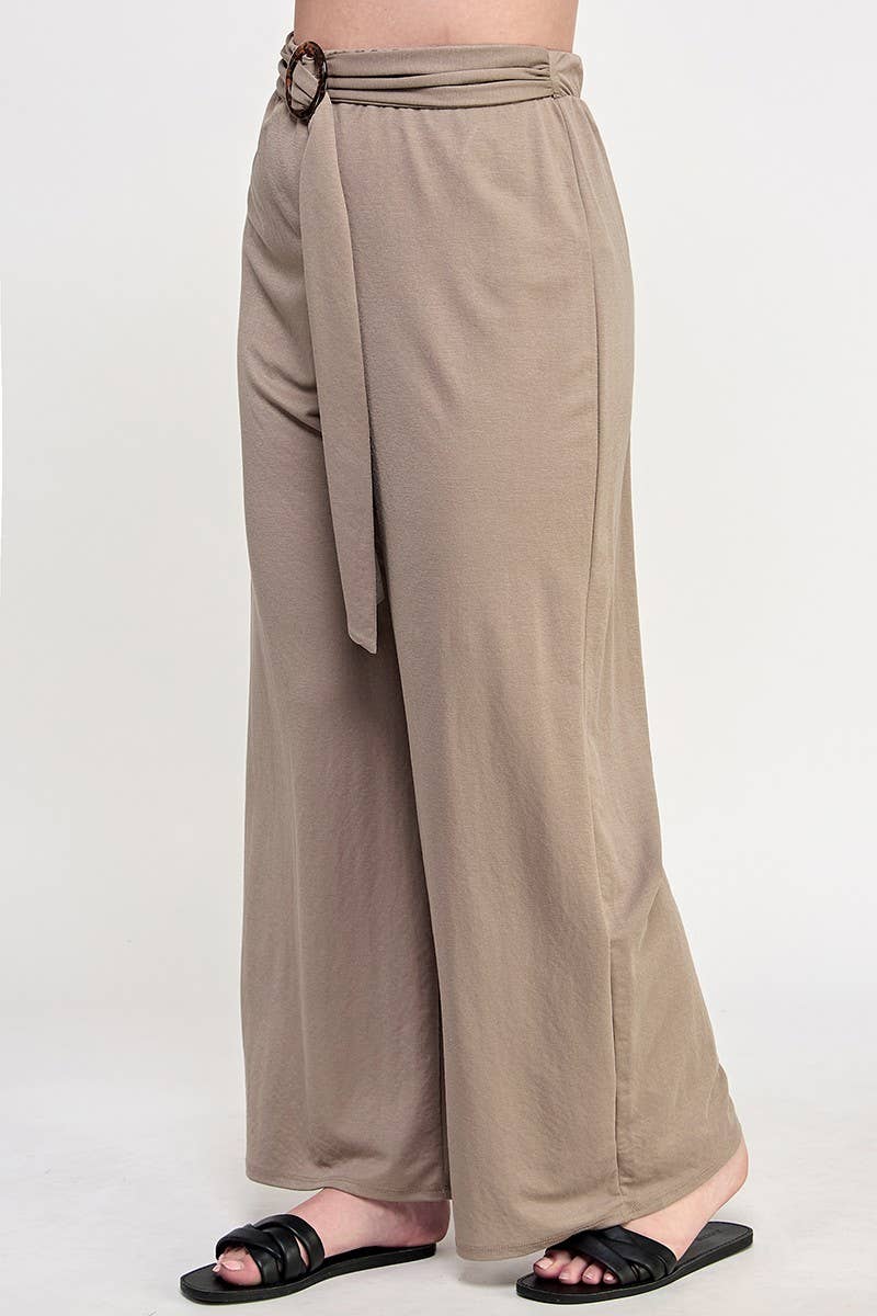Plus Size Loose High Waist Pants With Belt KY18112-P