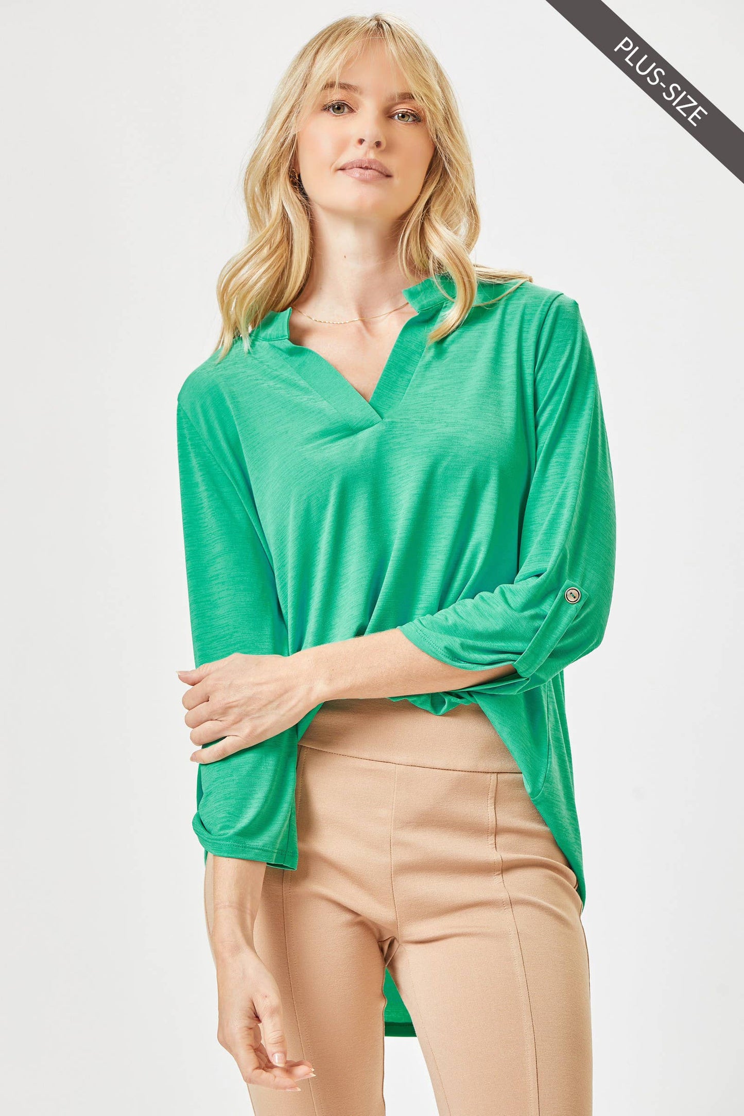 PLUS SIZE Lizzy 3/4 Wrinkle Free Top