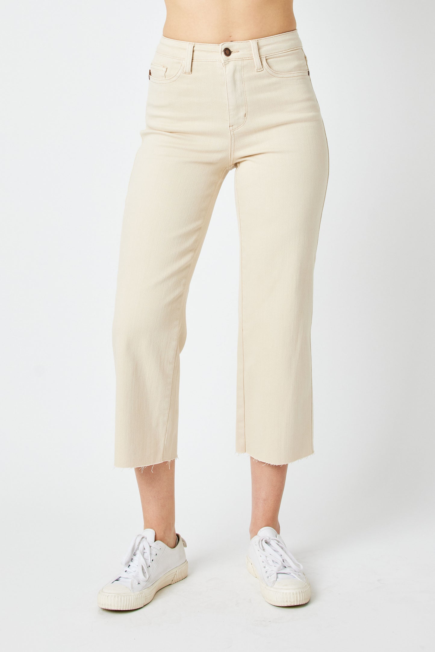 Judy Blue High Waisted Garment Dyed Crop Wide Leg Jeans
