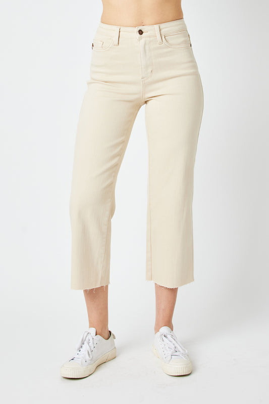 Judy Blue High Waisted Garment Dyed Crop Wide Leg Jeans