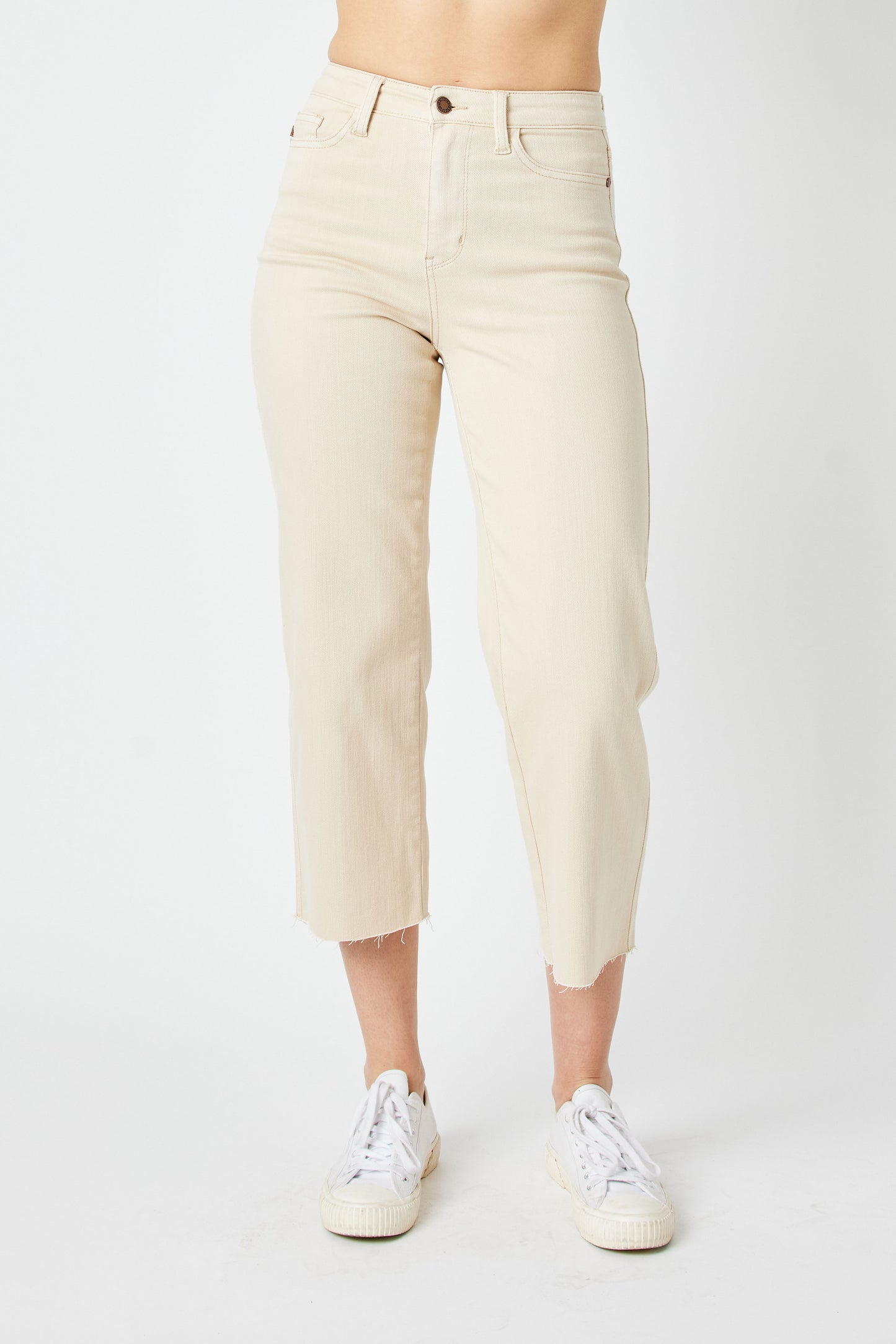 Judy Blue High Waisted Garment Dyed Crop Wide Leg Jeans