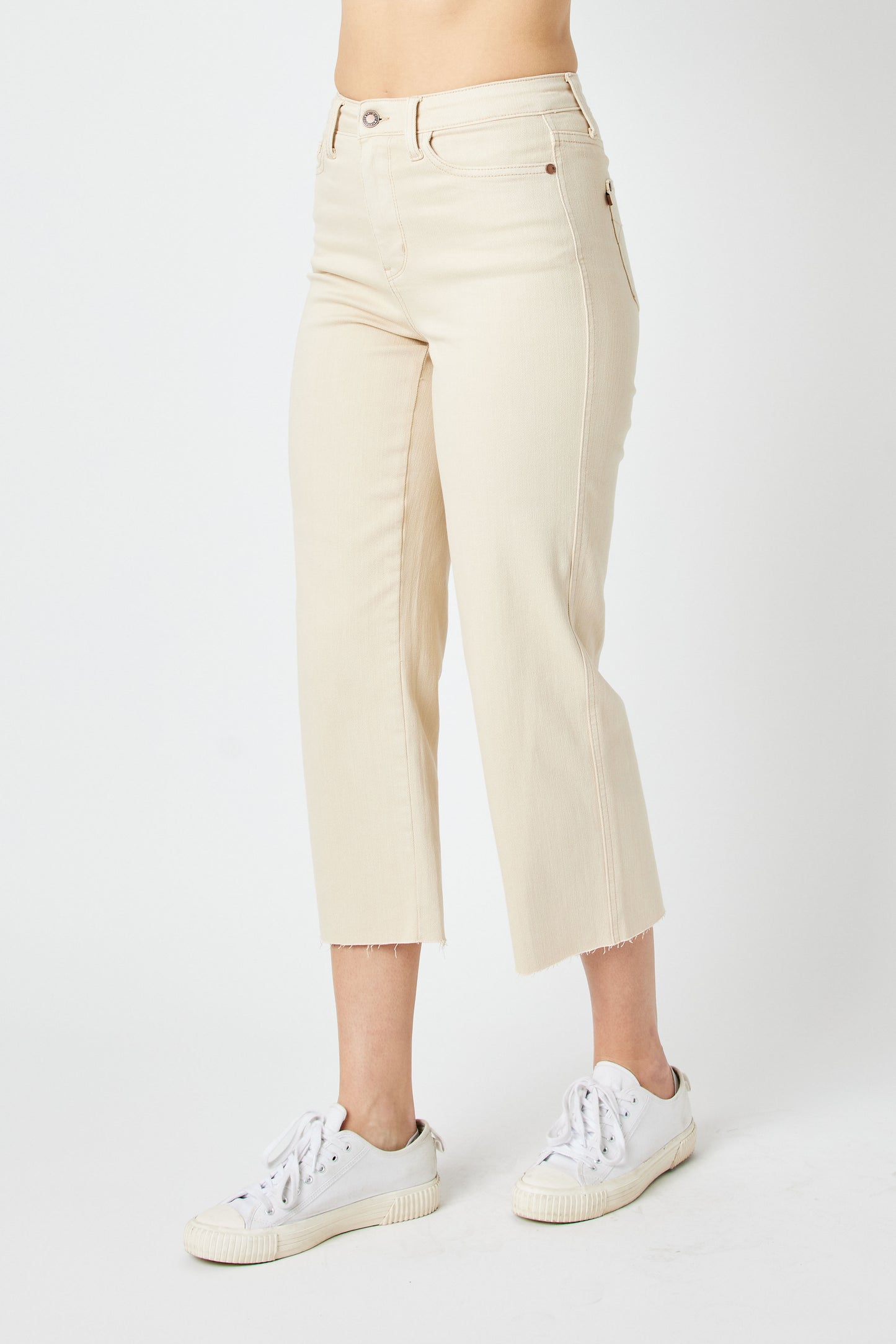 Judy Blue High Waisted Garment Dyed Crop Wide Leg Jeans