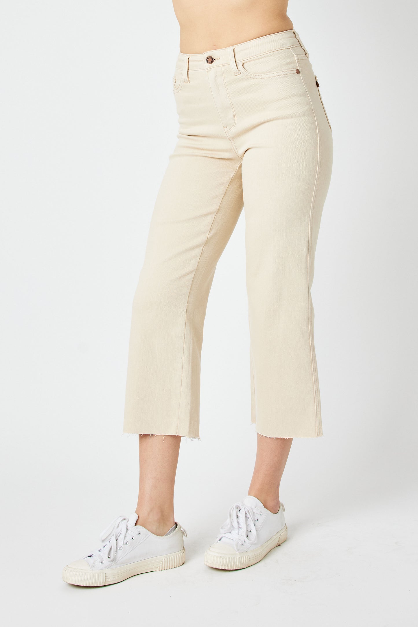 Judy Blue High Waisted Garment Dyed Crop Wide Leg Jeans
