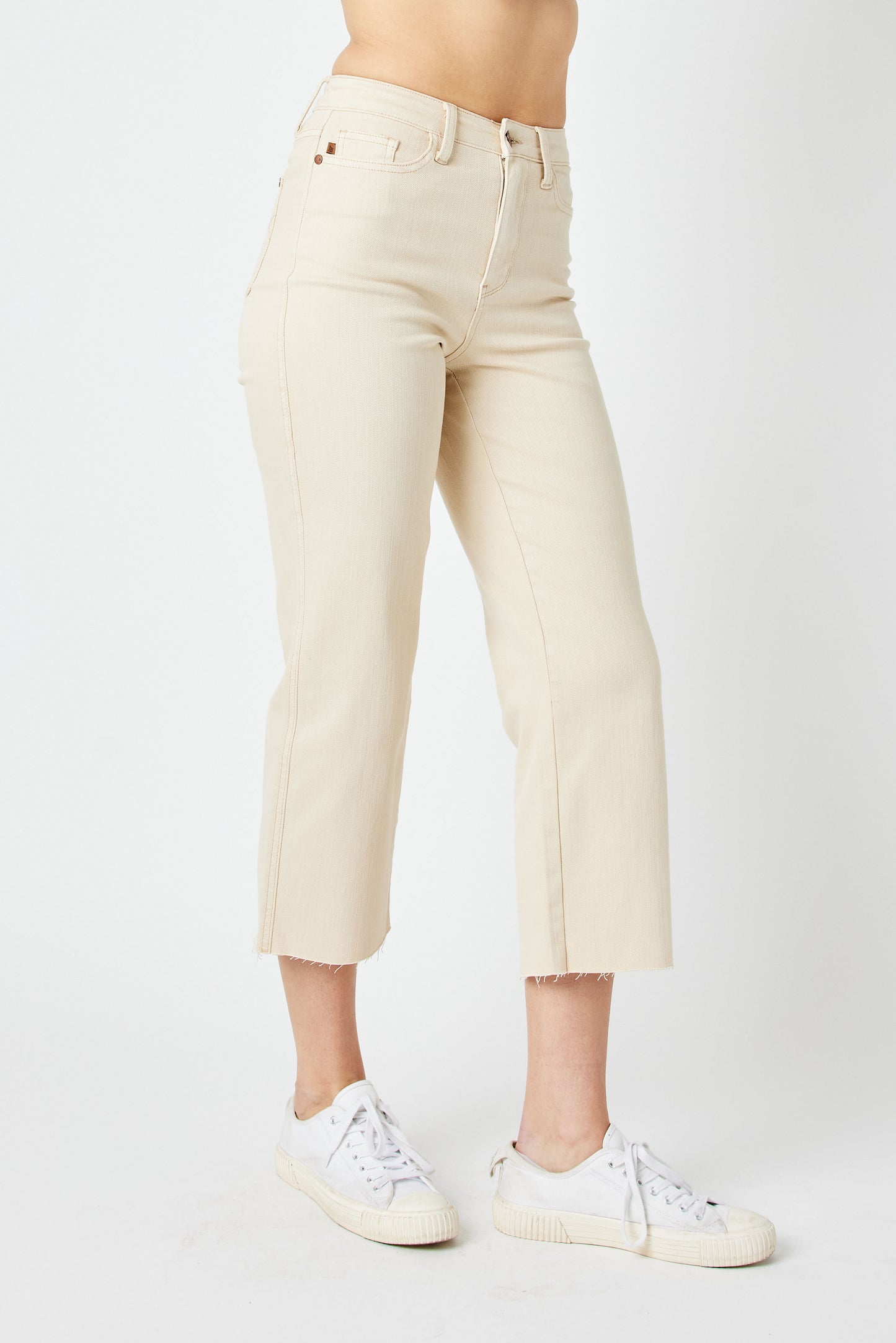 Judy Blue High Waisted Garment Dyed Crop Wide Leg Jeans