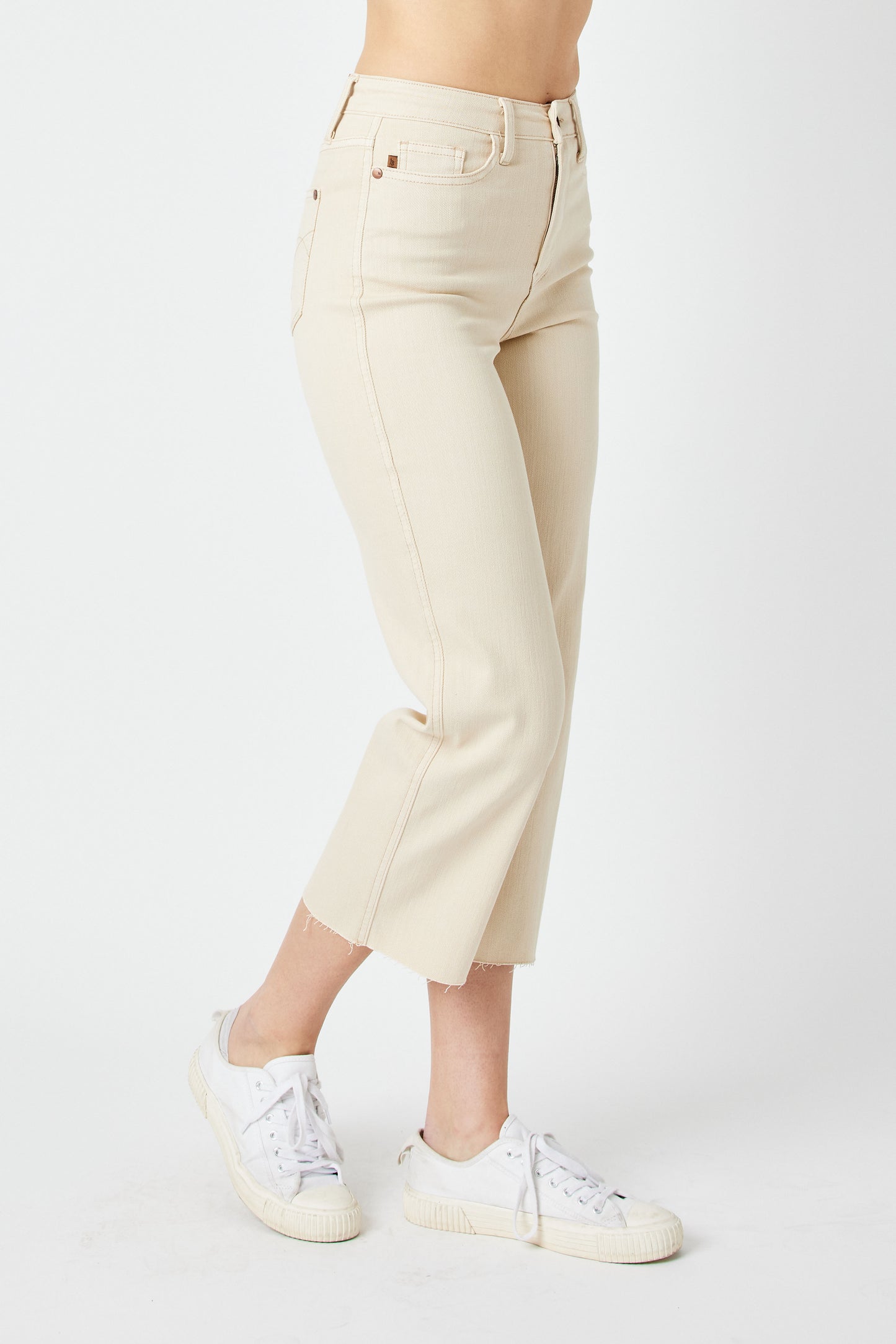 Judy Blue High Waisted Garment Dyed Crop Wide Leg Jeans