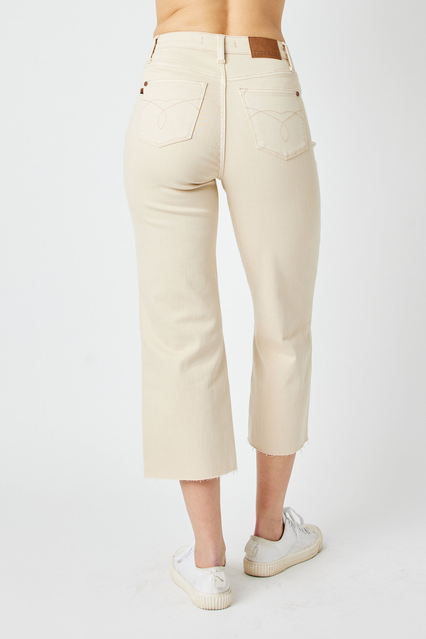 Judy Blue High Waisted Garment Dyed Crop Wide Leg Jeans