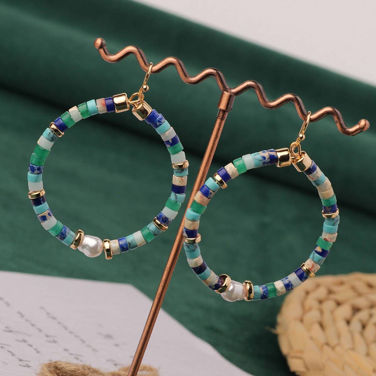 HIGH-GRADE NATURAL STONE WOVEN COLORFUL EARRINGS_CWAJE3983
