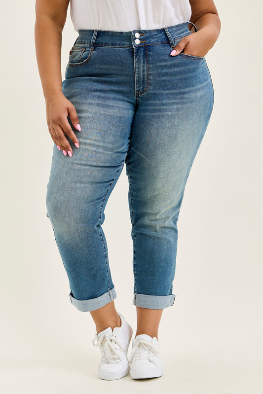 Judy Blue MR Boyfriend Cool Denim w/Cross Back Beltloop