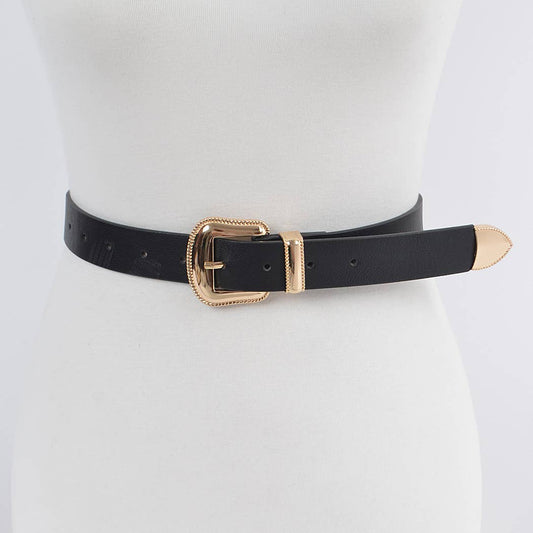 Metal Faux Leather Belt