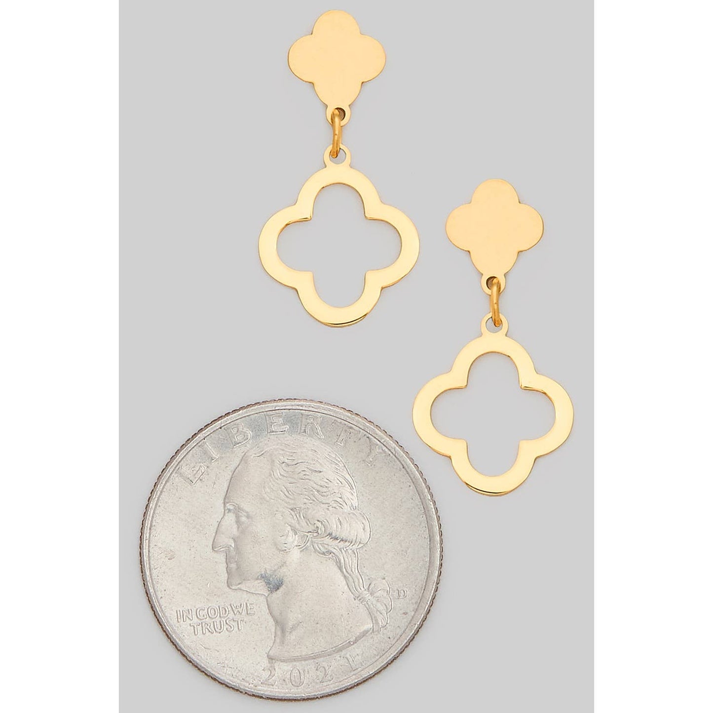 STAINLESS STEEL SHAMROCK DANGLE EARRINGS