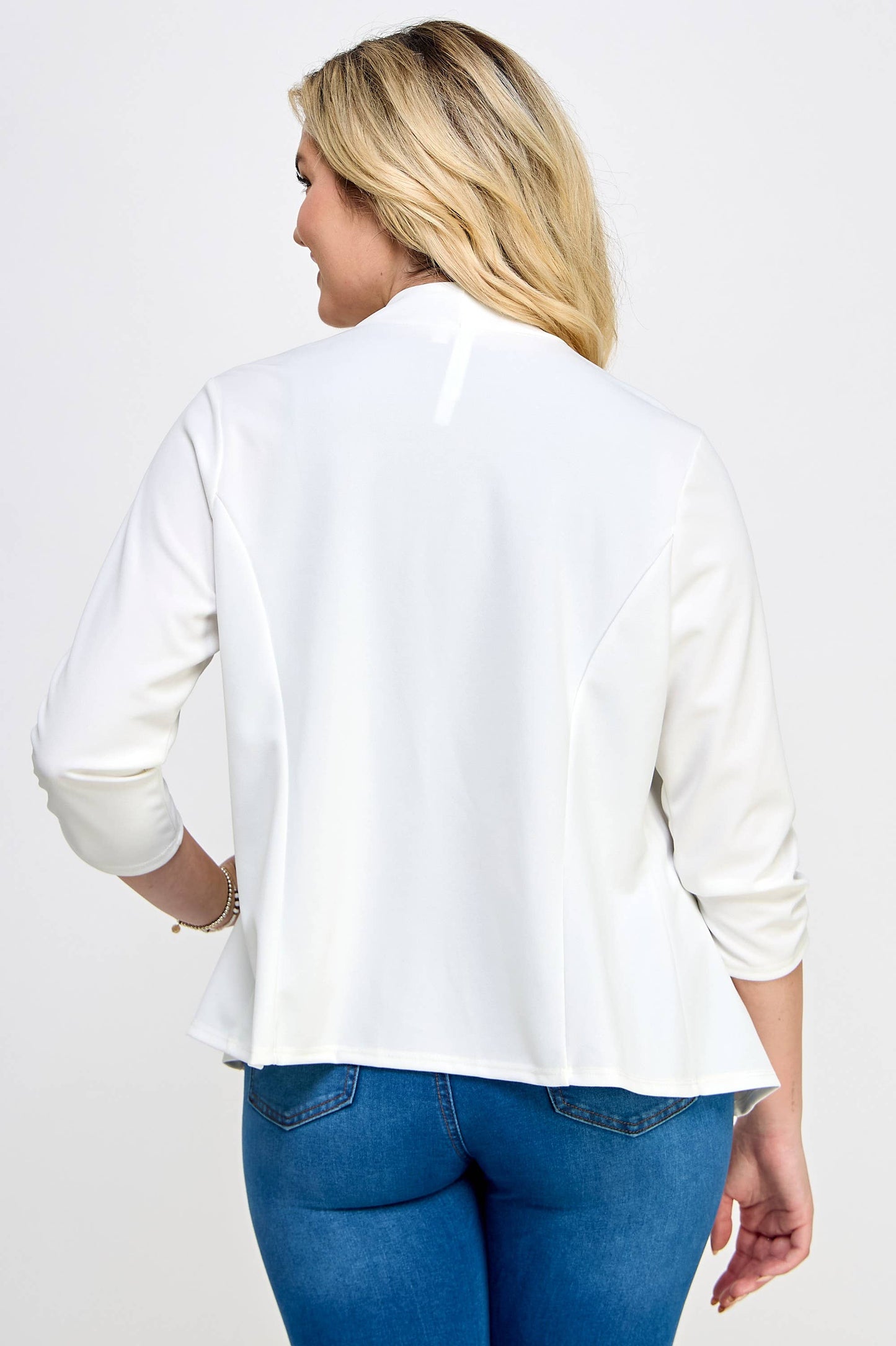 Plus Size Ruched 3/4 Sleeve Blazer - WG18353-J