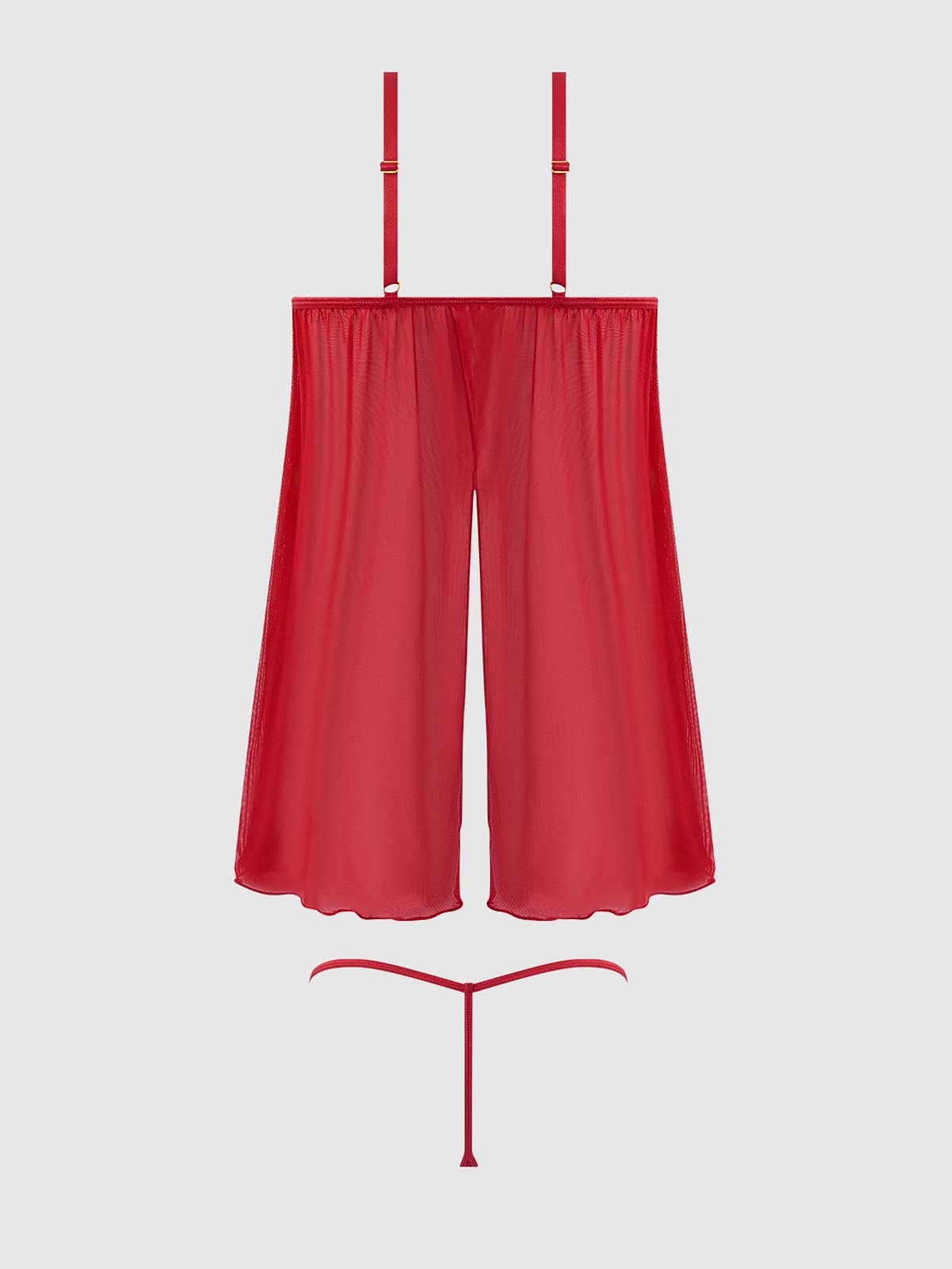 ASHLEY ALEXISS LACE & MESH BABYDOLL & G-STRING SET