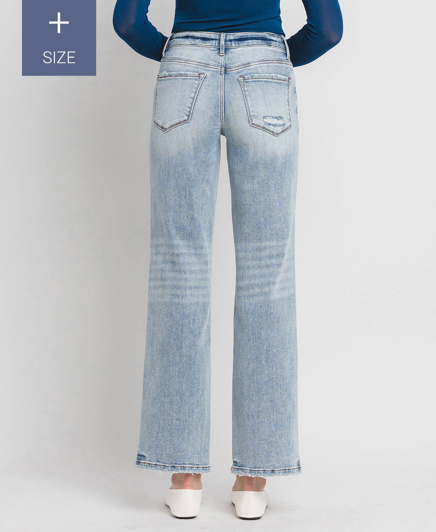 PLUS SIZE TUMMY CONTROL MID RISE SLIM WIDE JEANS LV1358-P