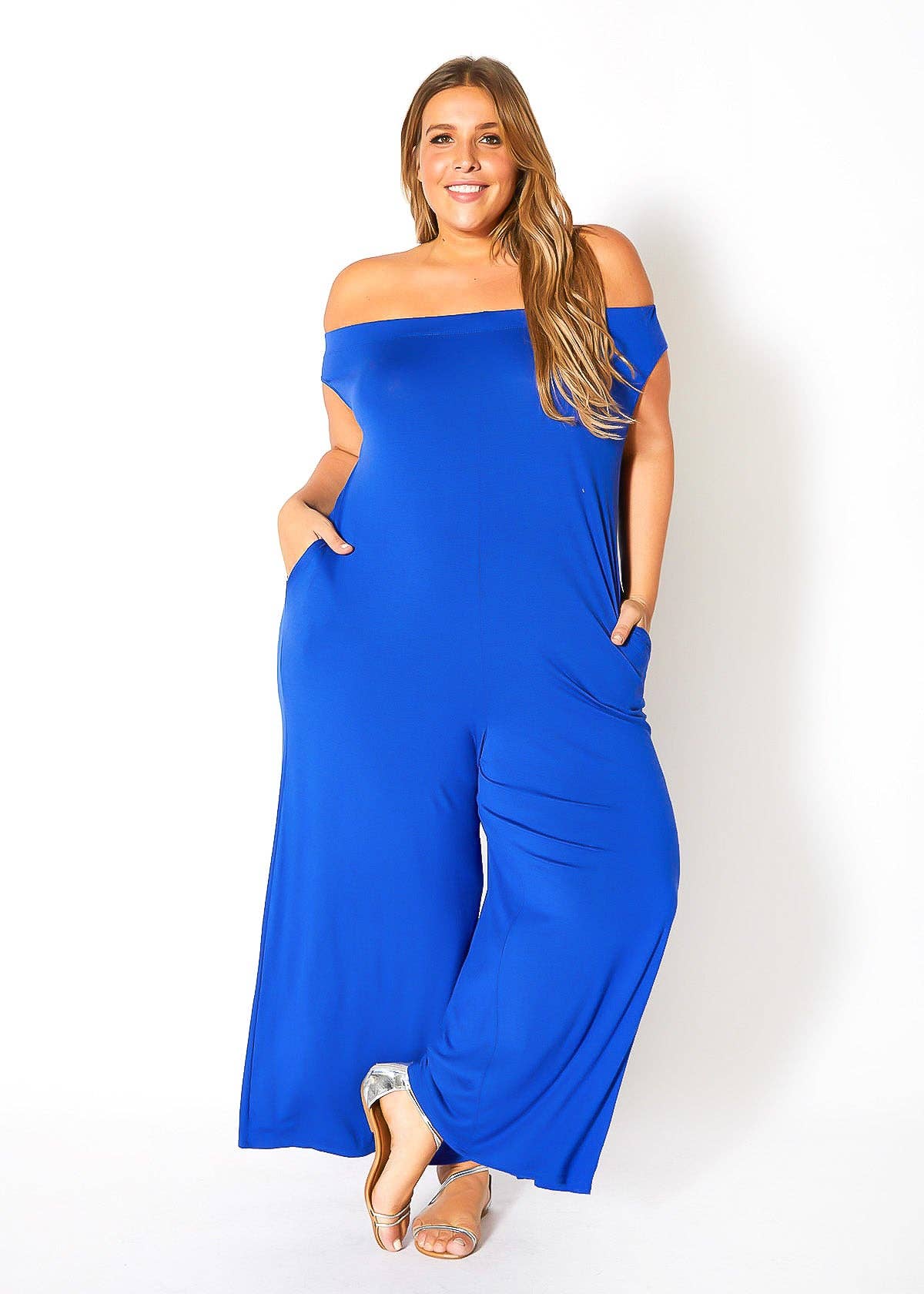 Bellatrix Plus Size Off Shoulder Wide Leg Jumpsuit