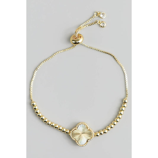 SHAMROCK CHARM METALLIC CORD BRACELET