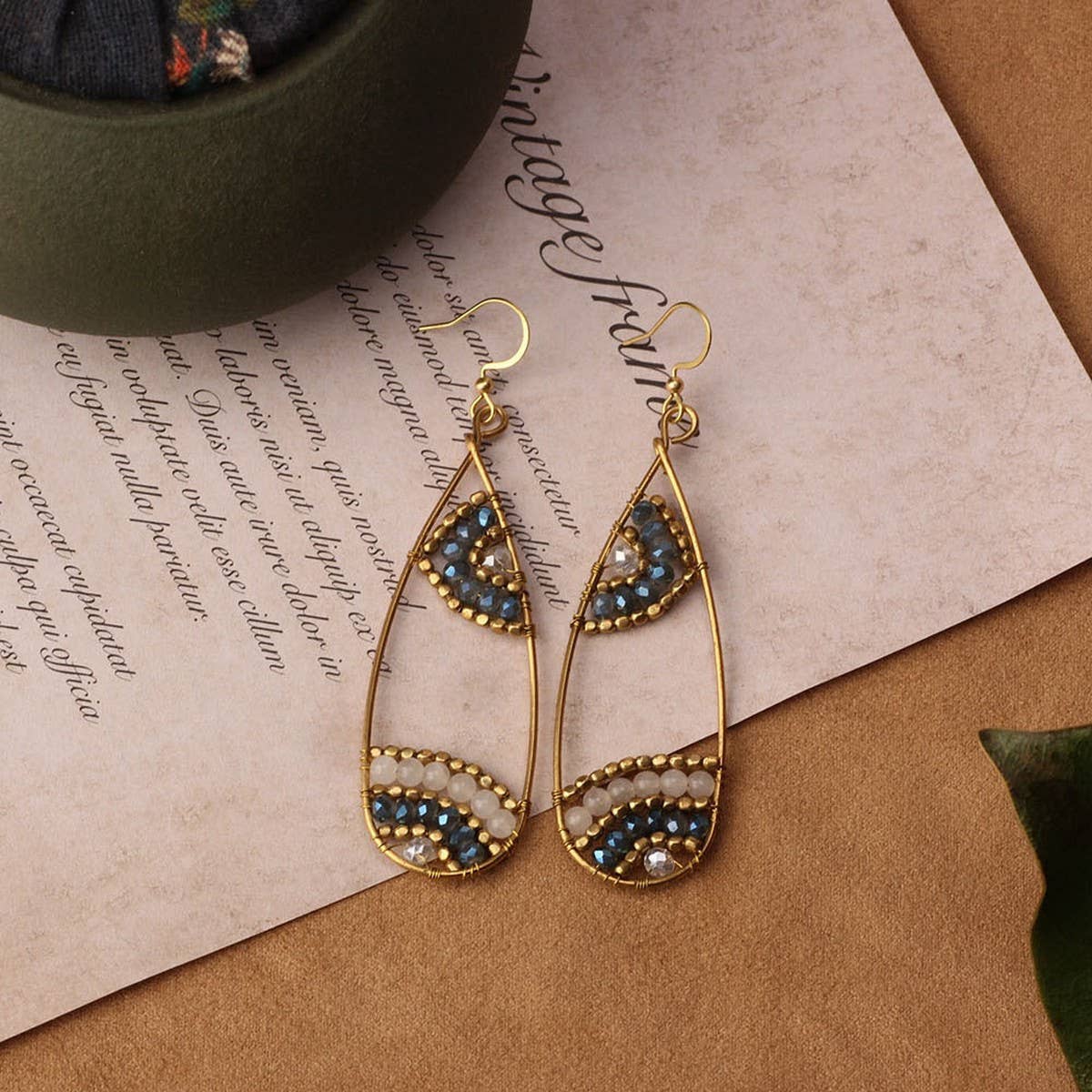 HIGH-GRADE NATURAL STONE WOVEN COLORFUL EARRINGS_CWAJE3983