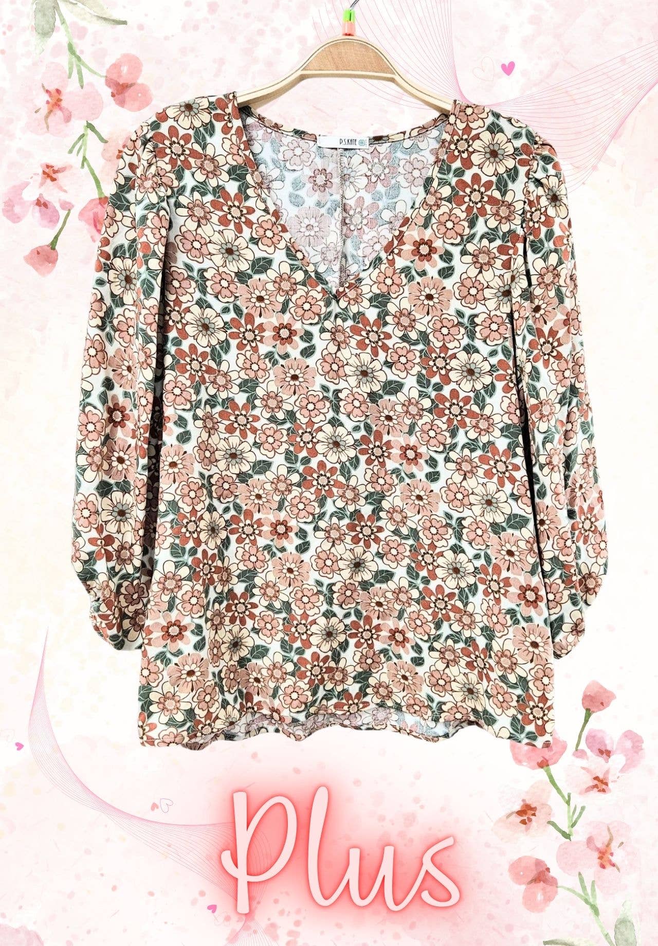 Woven floral top 7068-PLUS