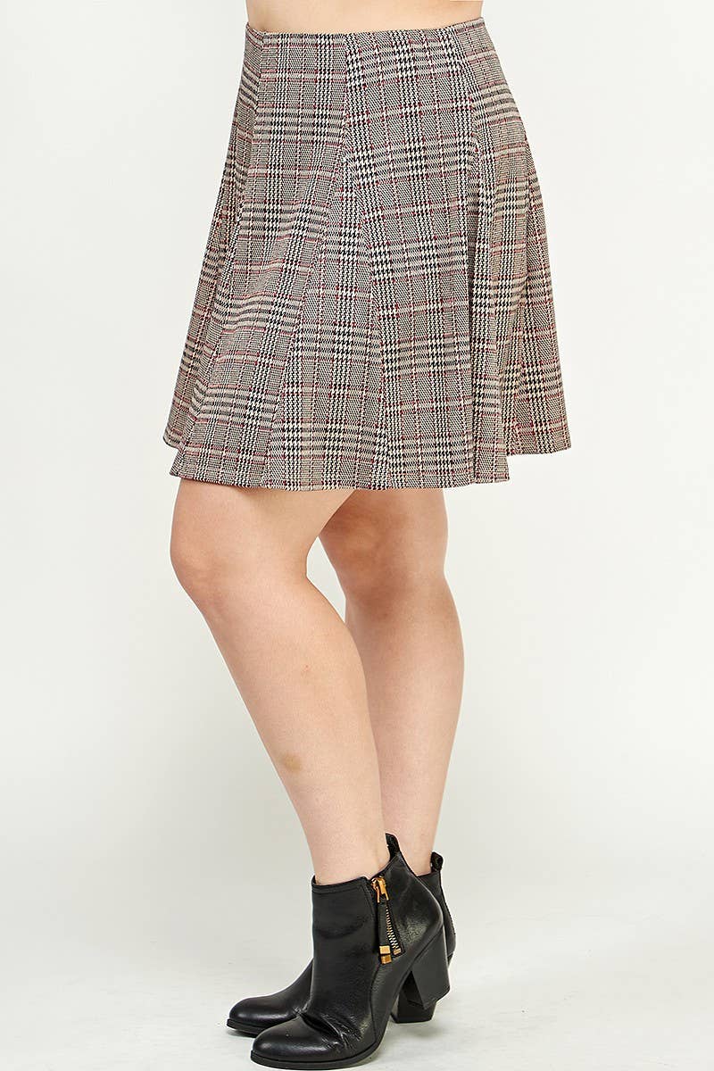 Plus Size Plaid Knit Aline Skirt KY18157-SK