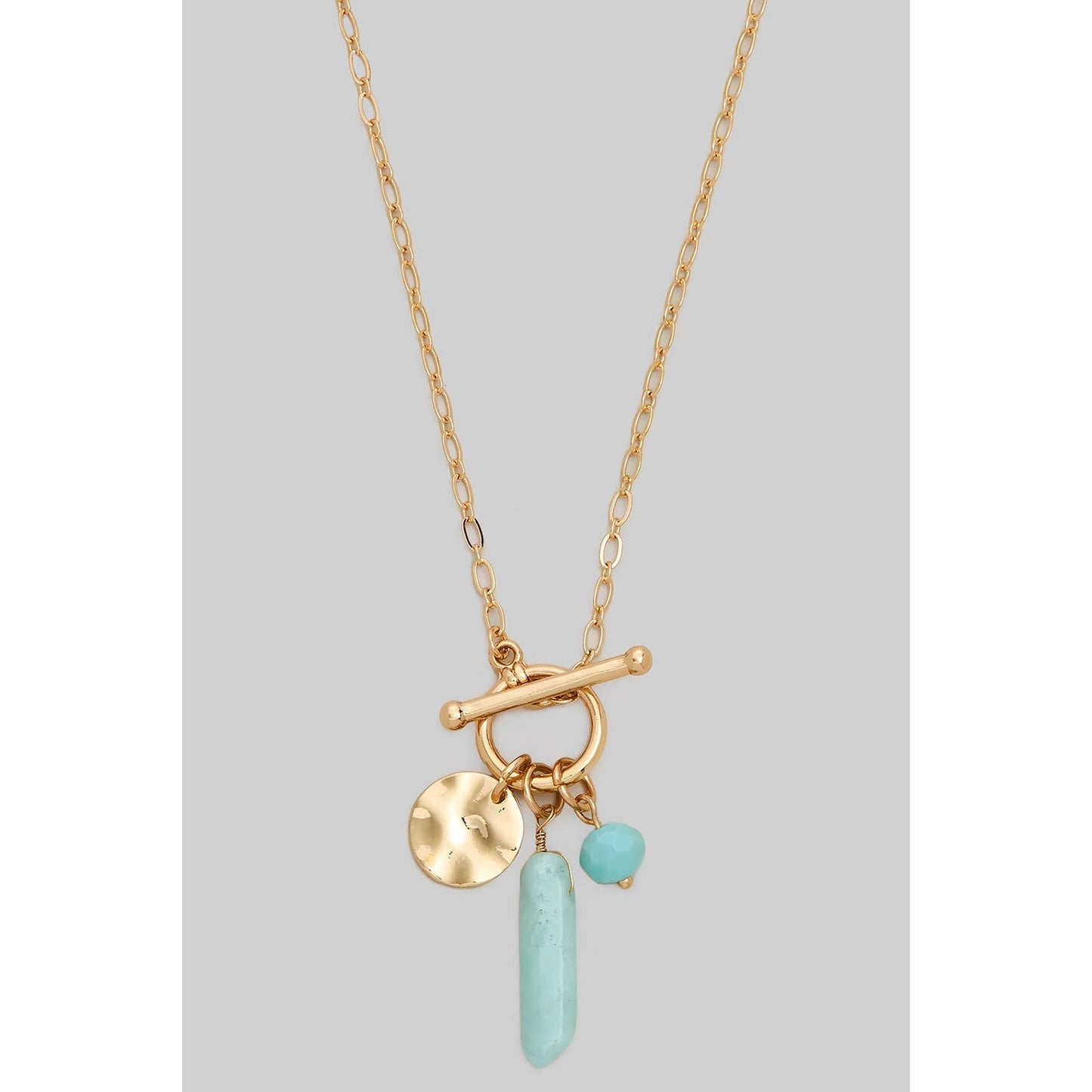 CHAIN NECKLACE WITH DANGLING CHARMS PENDANT